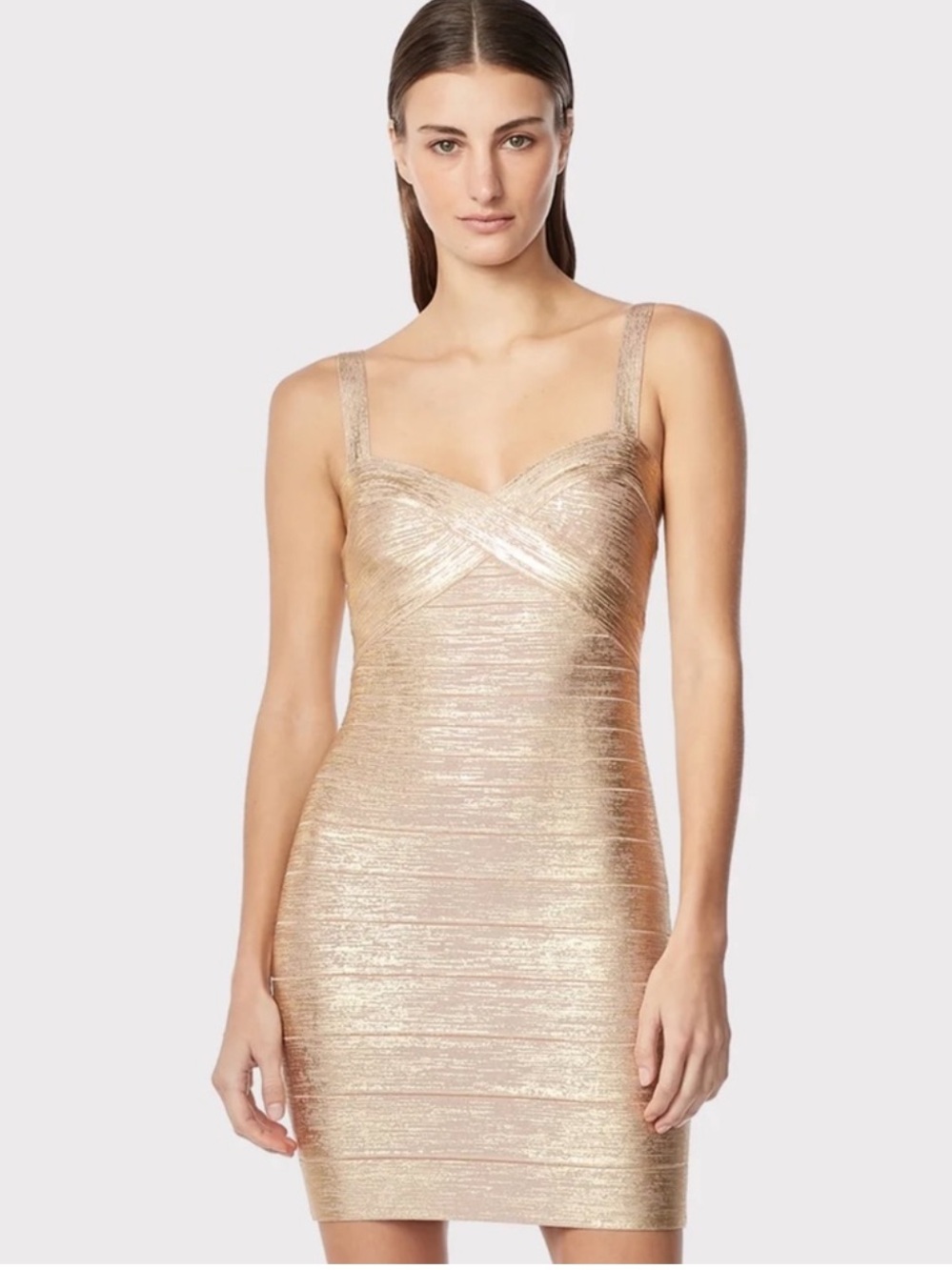 Herve Leger Bandage Dress - Gold
Foil - Size Large